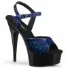 Pleaser Shoes By Pleaser USA DELIGHT-609SP Pleaser Shoes Clearance Blue Snake Pole Dancing Shoe 6 Inch Heels
