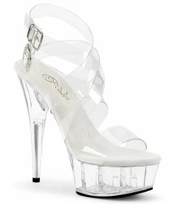 Pleaser Shoes By Pleaser USA DELIGHT-635 Pleaser Shoes Clear Strappy Pole Dancing Shoes 6 Inch Heels