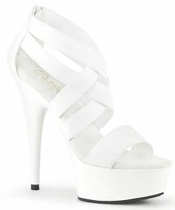 Pleaser Shoes By Pleaser USA 6 Inch Heels DELIGHT-669 White Strappy Platform Pole Dancing Shoes