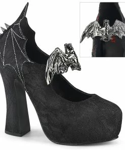 Halloween Costume Footwear DEMON-18 Demonia Shoes Women's Black Satin Gothic Shoes