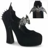 Women's Demonia Footwear DEMON-18 Demonia Shoes Black Velvet Bat MaryJane Pump
