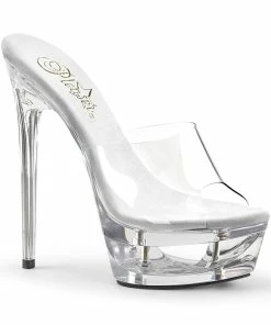 Pleaser Shoes By Pleaser USA ECLIPSE-601 Pleaser Shoes Clear Platform Shoes 6 Inch Heels