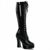 Pleaser Shoes By Pleaser USA ELECTRA-2023 Pleaser Shoes Black Patent Platform Boots Halloween Costume Footwear