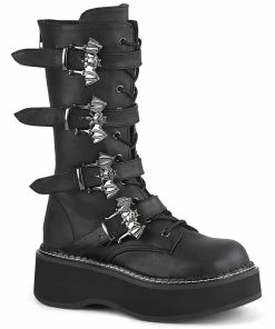Demonia Shoes EMILY-322 Demonia Boots Black Vegan Gothic Boots Women's Demonia Footwear