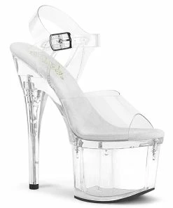 Pleaser Shoes By Pleaser USA ESTEEM-708 Pleaser Shoes Clear Platform Pole Dancing Shoes