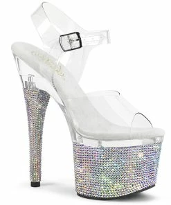 Pleaser Shoes By Pleaser USA ESTEEM-708DM Pleaser Shoes Rhinestone Platform Stripper Shoe 7 Inch Heels