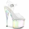 Pleaser Shoes By Pleaser USA ESTEEM-708RBP Pleaser Shoes Clear Pastel Holograpic Stripper Shoe 7 Inch Heels