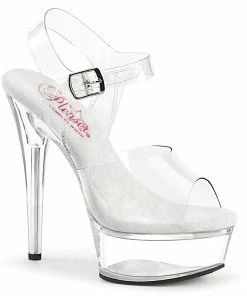 Pleaser Shoes By Pleaser USA EXCITE-608 Pleaser Shoes Clear Comfortable Pole Dancing Shoe