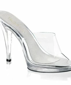 Fabulicious Shoes By Pleaser USA FLAIR-401 Clear High Heel Slide Sandal