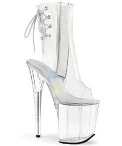 Pleaser Shoes By Pleaser USA Booties And Ankle High Boots FLAMINGO-1018C Pleaser Shoes Clear Exotic Dancer Boot