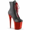 Pleaser Shoes By Pleaser USA Booties And Ankle High Boots FLAMINGO-1020 Pleaser Shoes Red Chrome Platform Stripper Boot