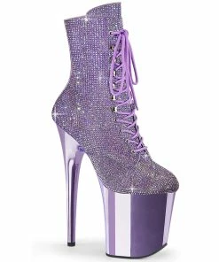 Pleaser Shoes By Pleaser USA FLAMINGO-1020CHRS Pleaser Shoes Lavender Rhinestone Exotic Dancer Boot