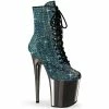 Pleaser Shoes By Pleaser USA Booties And Ankle High Boots FLAMINGO-1020CHRS Pleaser Shoes Turquoise Stripper Boots