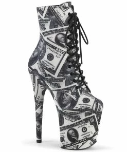 Pleaser Shoes By Pleaser USA FLAMINGO-1020DP Pleaser Shoes Money Print Exotic Dancer Boots