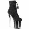 Pleaser Shoes By Pleaser USA FLAMINGO-1020G Black Glitter Exotic Dancer Platform Boot