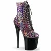 Pleaser Shoes By Pleaser USA Booties And Ankle High Boots FLAMINGO-1020LP Pleaser Shoes Pink Hologram Leopard Stripper Boots