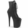 Pleaser Shoes By Pleaser USA FLAMINGO-1020LWR Pleaser Shoes Black Leather Exotic Dancer Boots Booties And Ankle High Boots