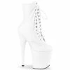 Pleaser Shoes By Pleaser USA Booties And Ankle High Boots FLAMINGO-1020LWR Pleaser Shoes White Leather Exotic Dancer Boots