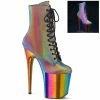 Pleaser Shoes By Pleaser USA FLAMINGO-1020RC-REFL Pleaser Shoes Rainbow Reflective Stripper Boot
