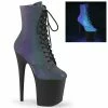 Pleaser Shoes By Pleaser USA Booties And Ankle High Boots FLAMINGO-1020REFL Pleaser Shoes Green Reflective Platform Exotic Dancer Boot