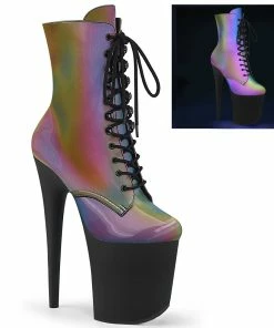 Pleaser Shoes By Pleaser USA FLAMINGO-1020REFL Pleaser Shoes Rainbow Platform Exotic Dancer Boot