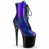 Pleaser Shoes By Pleaser USA FLAMINGO-1020SHG Blue Purple 8 Inch Heel Exotic Dancer Boots