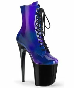 Pleaser Shoes By Pleaser USA FLAMINGO-1020SHG Blue Purple 8 Inch Heel Exotic Dancer Boots