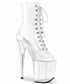 Pleaser Shoes By Pleaser USA FLAMINGO-1021C Pleaser Shoes Clear Exotic Dancer Booties