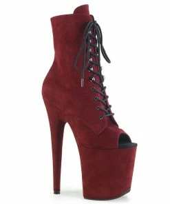 Pleaser Shoes By Pleaser USA FLAMINGO-1021FS Burgundy Ankle High Exotic Dancer Boot Booties And Ankle High Boots