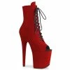 Pleaser Shoes By Pleaser USA Booties And Ankle High Boots FLAMINGO-1021FS Red Faux Suede Platform Stripper Boot