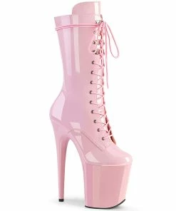 Pleaser Shoes By Pleaser USA FLAMINGO-1050 Pleaser Shoes Baby Pink Platform Exotic Dancer Boots Booties And Ankle High Boots