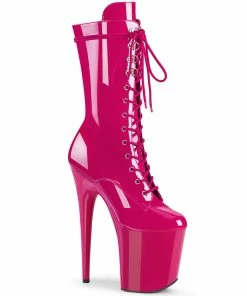 Pleaser Shoes By Pleaser USA FLAMINGO-1050 Pleaser Shoes 8 Inch High Hot Pink Stripper Shoes Booties And Ankle High Boots