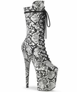 Pleaser Shoes By Pleaser USA FLAMINGO-1050SP Pleaser Shoes Snake Print 8 Inch Heel Exotic Dancer Boot Knee High And Mid Calf Boots
