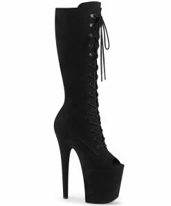 Pleaser Shoes By Pleaser USA FLAMINGO-2051FS Pleaser Shoes Faux Suede Stripper Knee Boots Knee High And Mid Calf Boots