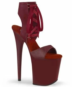 Pleaser Shoes By Pleaser USA FLAMINGO-800-14 Pleaser Shoes Burgundy Lace Up Stripper Shoe