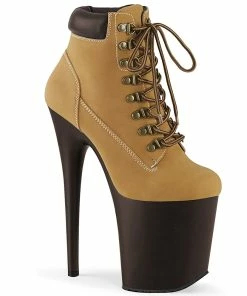 Pleaser Shoes By Pleaser USA FLAMINGO-800TL-02 Pleaser Shoes Tan Sporty Exotic Dancer Bootie Booties And Ankle High Boots