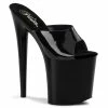 Pleaser Shoes By Pleaser USA 8 Inch Heels FLAMINGO-801 Pleaser Shoes Black Patent 8 Inch Lap Dance Sandal