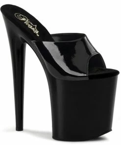 Pleaser Shoes By Pleaser USA 8 Inch Heels FLAMINGO-801 Pleaser Shoes Black Patent 8 Inch Lap Dance Sandal