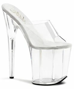 Pleaser Shoes By Pleaser USA FLAMINGO-801 Pleaser Shoes Clear Platform 8 Inch Heel Stripper Shoes