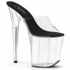 Pleaser Shoes By Pleaser USA FLAMINGO-801 Pleaser Shoes Clear Upper Black Platform Stripper Shoe