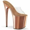 Pleaser Shoes By Pleaser USA FLAMINGO-801 Pleaser Shoes Metallic Rose Gold Exotic Dancer Sandals