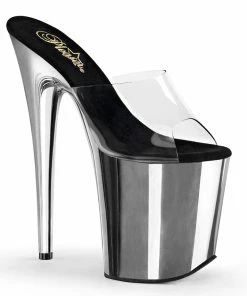 Pleaser Shoes By Pleaser USA FLAMINGO-801 Pleaser Shoes Chrome Platform Exotic Dancer Shoe 8 Inch Heels