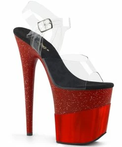 Pleaser Shoes By Pleaser USA FLAMINGO-808-2HGM Pleaser Shoes Red Glittery Exotic Dancer Shoes