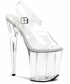 Pleaser Shoes By Pleaser USA FLAMINGO-808 Pleaser Shoes Clear Platform Exotic Dancer Sandal 8 Inch Heels