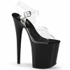 Pleaser Shoes By Pleaser USA 8 Inch Heels FLAMINGO-808 Pleaser Shoes Clear Upper Black Platform Exotic Dancer Shoes