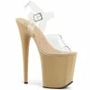 Pleaser Shoes By Pleaser USA 8 Inch Heels FLAMINGO-808 Pleaser Shoes Clear Upper Cream Platform Exotic Dancer Shoe