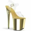 Pleaser Shoes By Pleaser USA FLAMINGO-808 Pleaser Shoes Gold Chrome Exotic Dancer Shoe 8 Inch Heels