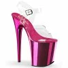 Pleaser Shoes By Pleaser USA FLAMINGO-808 Pleaser Shoes Pink Chrome Exotic Dancer Shoes 8 Inch Heels