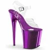 Pleaser Shoes By Pleaser USA FLAMINGO-808 Pleaser Shoes Purple Chrome Platform Exotic Dancer Shoe 8 Inch Heels