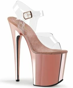 Pleaser Shoes By Pleaser USA FLAMINGO-808 Pleaser Shoes Rose Gold Exotic Dancer Shoe 8 Inch Heels